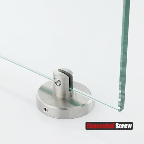 JQK Bathroom Glass Shelf, Tempered Glass Shower Storage 8 by 5 inches, 304 Stainless Steel Brushed Finish Wall Mount, TGS101L8-BN - color: Brushed, size: 8 Inch (1 Pack)