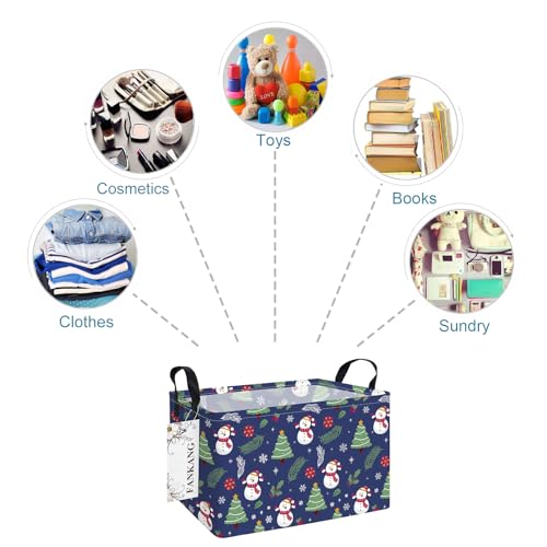 FANKANG Storage Bins,Christmas Nursery Hamper Canvas Laundry Basket Foldable with Waterproof PE Coating Storage Baskets for Boys and Girls, Office, Bedroom,Toys(Rec-Christmas snowman ) - color: Rec-Christmas snowman