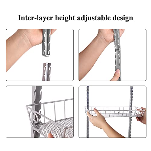 SWOMMOLY Adjustable Wall Mount Spice Rack, 9-Tier Dual-use (Multi-use) Organizer, Silver - color: Silver, size: 9-Tier
