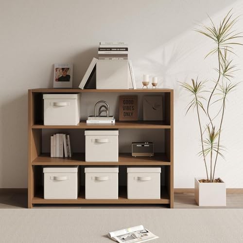Fabric Storage Bins with Lids 14.6*10.6*10.2 in, 2-Pack Storage Baskets for Closet, Large Linen Organizers and Storage Bins for Bedroom, Collapsible Baskets and Bins with Handles, Off White - size: L
