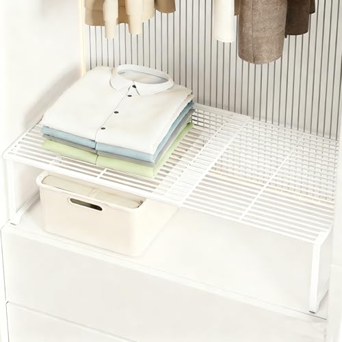 Expandable Closet Shelf Organizer, Wire Rack Closet Organizer,Stackable Storage Rack for Kitchen/Pantry/Bathroom/Shoe Cabinet,Space Saving Design(1 Pack)