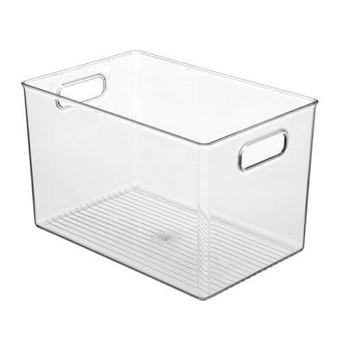 iDesign Storage Bins with Handles - Organizer Bins for Kitchen, Pantry, Bathroom, or Home Office - Set of 2 - Clear - style: Pack of 2