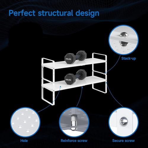Expandable Cabinet Shelf Organizer Adjustable Metal Spice Rack Stackable Freestanding Counter Storage Shelves for Kitchen Cabinet Under Sink Office Desk (White - 3Pack - L16.5-27'' * W8'' * H9.6'') - color: White - 3pack - L16.5-27'' * W8'' * H9.6''