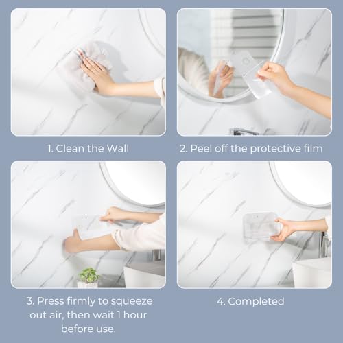 No-Drill Wall Storage Basket – 2-Compartment Clear Acrylic Organizer Bin with Strong Adhesive, Easy to Install & Remove, Waterproof Shelf for Kitchen, Bathroom, Cabinet – Sandra Series - size: 2-Compartment