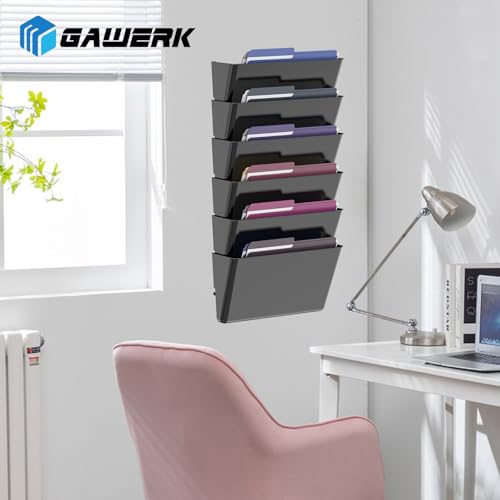 Gawerk Clear Acrylic Single Pocket, Plastic Hanging Wall Mount File Holder for Office Home (Black, 3 Pack) - color: Black, size: 3 Pack