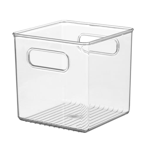 iDesign Storage Bin with Handles - Cube Organizer Bin for Pantry, Set of 4, Clear, Made in USA - style: Pack of 4