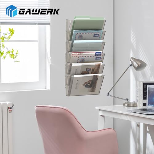 Gawerk Clear Acrylic Single Pocket, Plastic Hanging Wall Mount File Holder for Office Home (Gray, 8 Pack) - color: Gray, size: 8 Pack