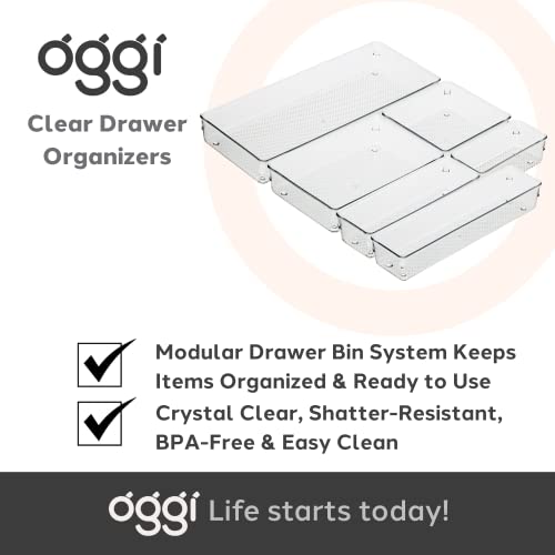 Oggi Clear Drawer Organizer, 3" X 9" | Pack of 2 | For Kitchen | For Office | For Bathroom - size: 3" by 9" (Pack of 2)