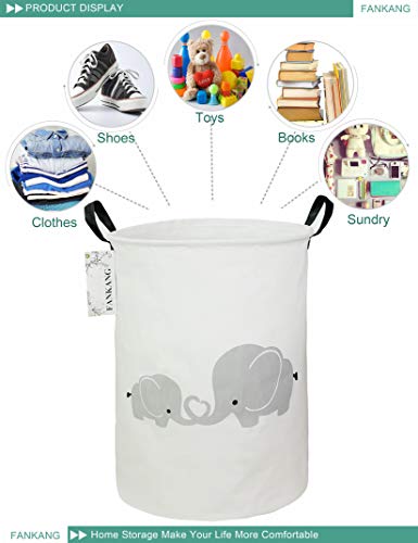 FANKANG Storage Basket, Nursery Hamper Canvas Laundry Basket Foldable with Waterproof PE Coating Large Storage Baskets for Kids Boys and Girls, Office, Bedroom, Clothes,Toys(Love Elephant) - color: Love Elephant