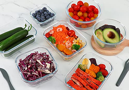 M MCIRCO 24-Piece Glass Food Storage Containers with Locking Lids,Glass Meal Prep Containers Set - Airtight Lunch Containers, Microwave, Oven, Freezer and Dishwasher, Red - color: Red