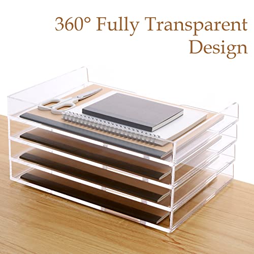 SANRUI Stackable Paper Tray,Acrylic File Organizer,Paper Tray Organizer for Desk,Clear Office Desk Organization for Office, Home or School,2 Tier - style: Enlarged File Trays 2 Tier