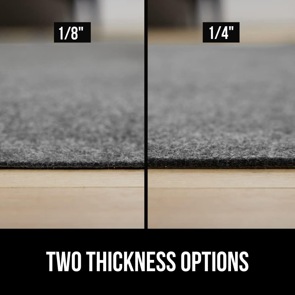 GORILLA GRIP Felt and Natural Rubber Stay in Place Slip Resistant Rug Pad, 1/8in Thick, 7x10 FT Protective Padding Under Area Rugs, Cushioned Gripper Pads, Carpet Runners, Hardwood Floors Protection