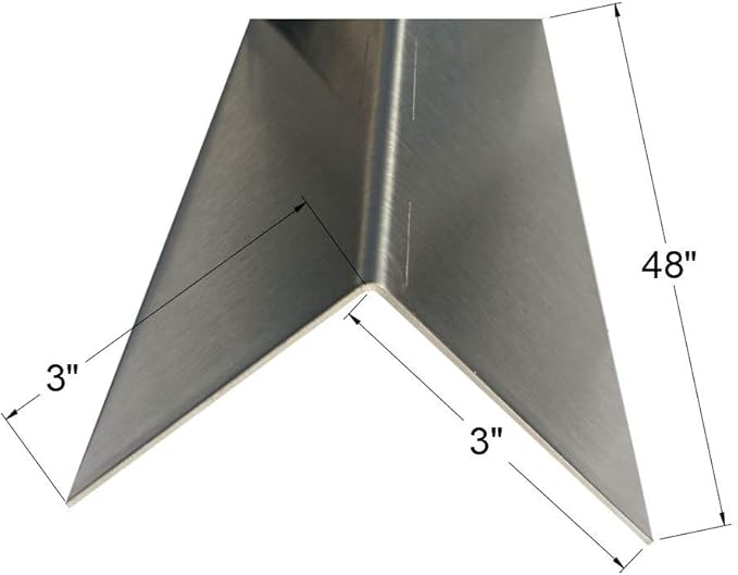 Brushed 304 Stainless Steel Corner Guards, 48" Wall Protectors, 20ga & 16ga, Available in 1/2" to 4", Multi-Pack Options (1, 2, 5, or 10) (5, 3 x 3, 16ga, No Hug Edges)