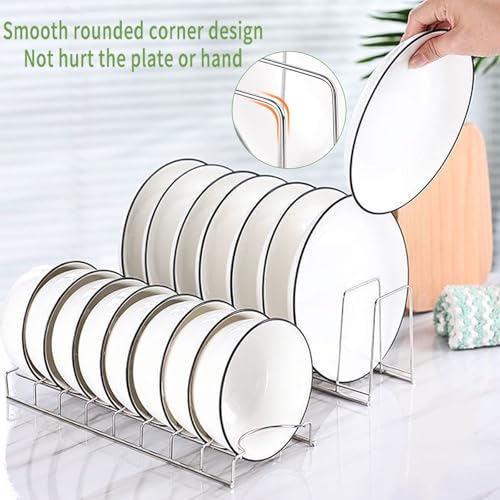 4 Pack Pot Lid Organizer for Cabinet with Plate Drying Rack, Stainless Steel Pot Lid Holder for Kitchen, Small Dish Drainer, Serving Trays Container, Counter Storage Shelf for Pans Pots Cutting Boards