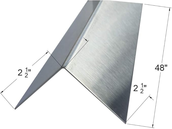 Brushed 304 Stainless Steel Corner Guards, 48" Wall Protectors, 20ga & 16ga, Available in 1/2" to 4", Multi-Pack Options (1, 2, 5, or 10) (1, 2 1/2 x 2 1/2, 20ga, No Hug Edges)