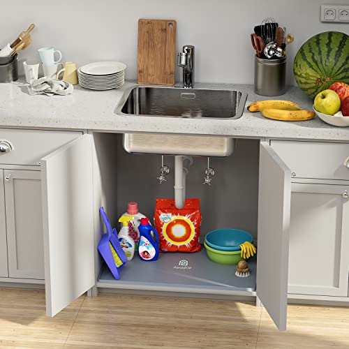 Under Sink Mat, 28" x 19" Silicone Kitchen Cabinet Tray, Waterproof & Flexible Under Sink Liner for Kitchen Bathroom and Laundry Room - size: 19"W x 28"L
