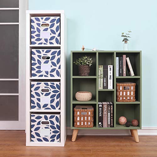 MAX Houser 6 Pack Foldable Fabric Storage Bins with Handles - Ideal for Closet Organization, Bedroom and Nursery(Blue, 12"x12"x12") - color: 2 blue