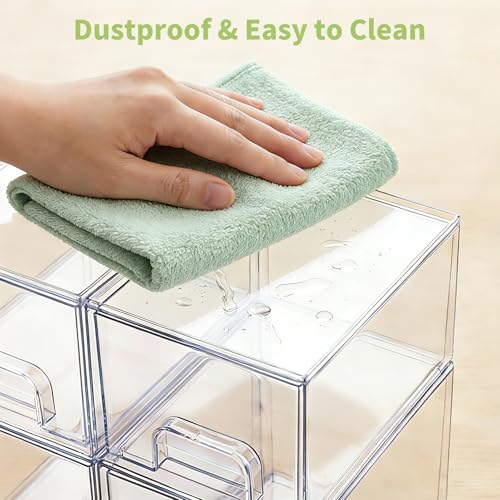 Baby Bottle Storage Organizer: Clear Stackable Storage Drawers, Acrylic Bottles Station Organizer Container for Countertop, Vanity, Bathroom, Cabinet Organization - 4 Pack - size: 2 Small+2 High