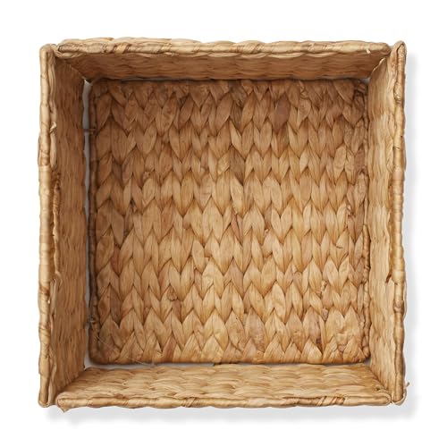 Casafield 10.5" x 10.5" Water Hyacinth Storage Baskets, Natural - Set of 2 Collapsible Cube Organizers, Woven Bins for Bathroom, Bedroom, Laundry, Pantry, Shelves - size: 2-Pack
