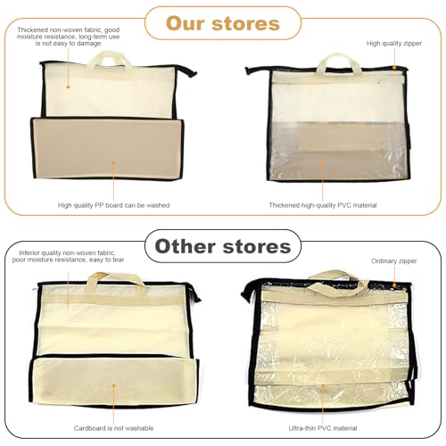 5 PCS Hanging Handbag Storage Organizer Non-Woven Transparent Dust-proof Homewares Purse Wallet Closet Storage Bag with Zipper and Handle (XL) 