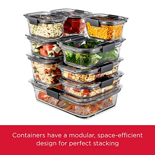 Rubbermaid Brilliance Glass Food Storage Containers, 3.2 Cup, Set of 4, BPA-Free, Leak-Proof, Clear - size: 3.2 cups (8-Piece)
