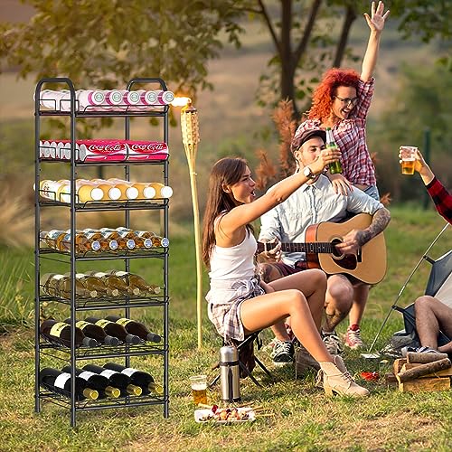 GILLAS 7 Tier Without Wooden Top Water Bottle Storage Rack, Free Standing Vertical Metal,Water Bottle Organizer, Large Capacity Bottled Rack Water Holder Stand for Cabinet Kitchen Party Pantry,Black - size: 7 Tier Without Wooden Top