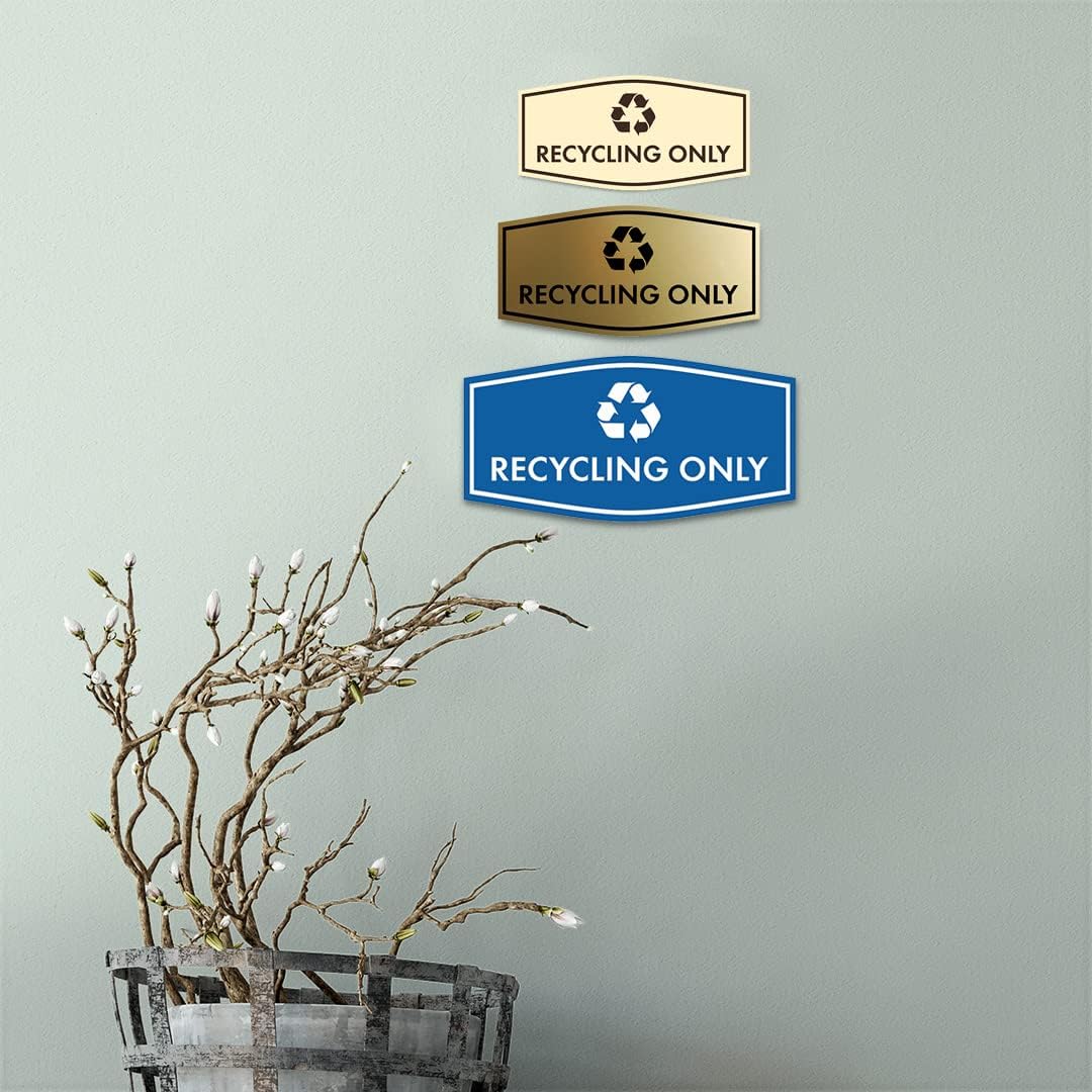 Fancy Recycling Only Sign (Brushed Gold) - Medium