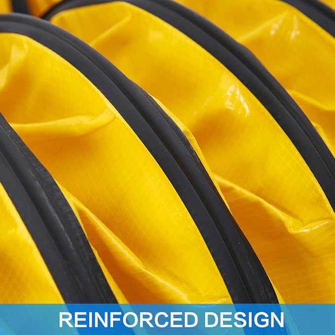 25FT Ducting Hose 8IN PVC Flexible Duct Hosing with Adjustable Rope S Hook & Steel Support for Utility Blower Exhaust Fan (8''x25ft)