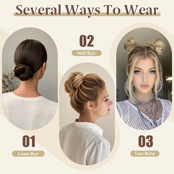 CJL HAIR 2PCs Small Cute Messy Bun Hair Piece for Thin Hair Women Mini Synthetic Curly Bun Scrunchies Updo Hairpieces Ash Grey