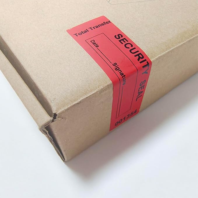 100pcs 1"x3.35" Total Transfer Tamper Evident Stickers, Writable Security Void Labels with Serial Numbers, Torn up Invalid Safety Seals, for Shipping, Privacy Protection (Red, 500pcs)