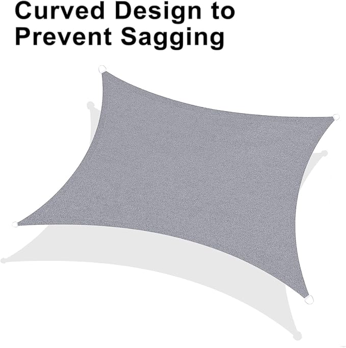 LOVE STORY Custom Size 13' x 21' Silver Sun Shade Sail Canopy Commercial Rectangle Sail Shade Fabric for Patio Garden Backyard Pool (Customized)