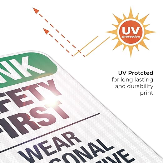 Think Safety First Wear Personal Protective Equipment Sign, 12x18 Inches, 3M EGP Reflective .063 Aluminum, Fade Resistant, Made in USA