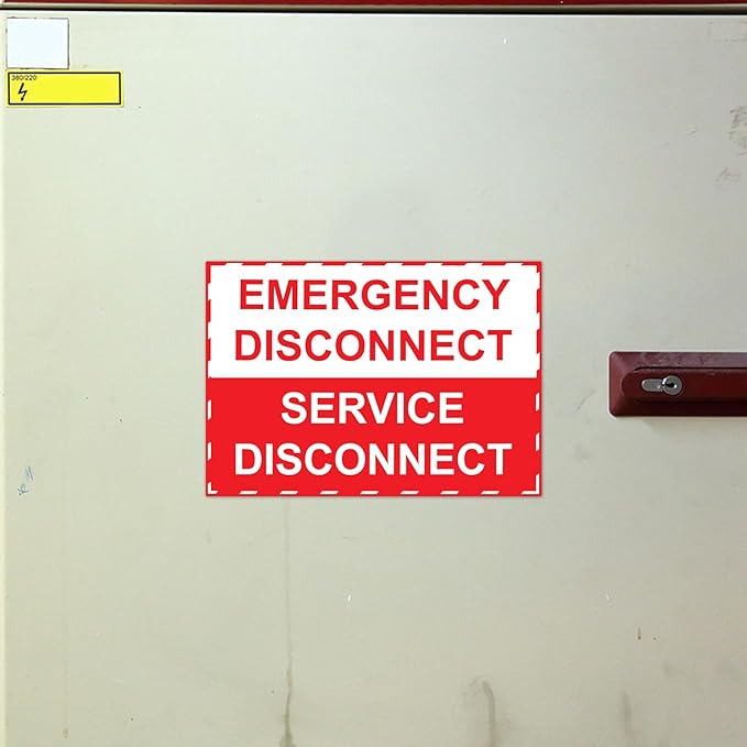LEIFIDE 36 Pack NEC Compliant Emergency Disconnect Sticker 5"x 3.5" Emergency Disconnect Service Warning Sticker Shut Off Sign Uv-Resistant Electric Panel Labels Vinyl Waterproof for Indoor Outdoor