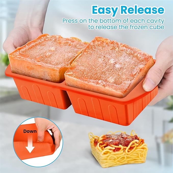 2 Pack Silicone Freezer Trays With Lid For Easy Storage Silicone Soup Freezer Molds 2 Cup ,Perfect For ice cube tray Freezing Broth Sauces Store Leftovers , Leakproof, Easy Release Dishwasher Safe