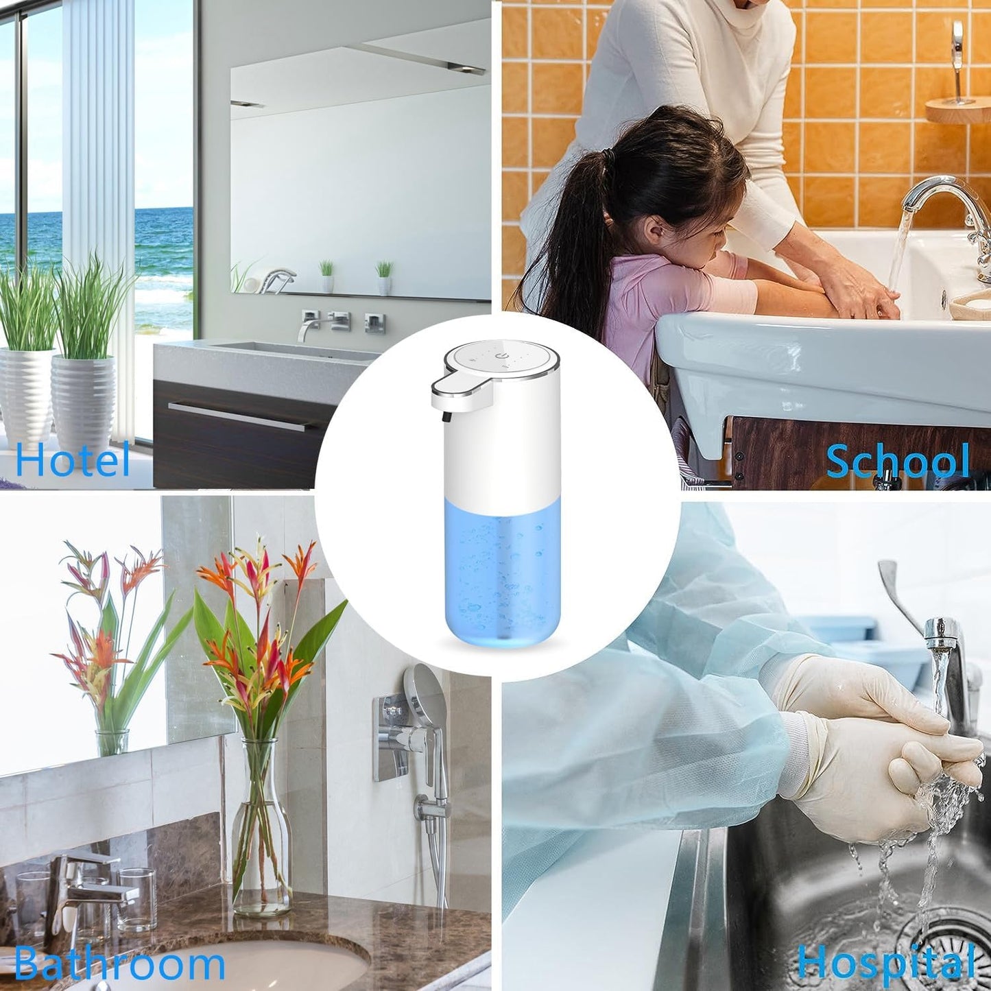 Automatic Foaming Soap Dispenser, Touchless Hand Soap Dispenser Rechargeable for Bathroom Countertop, Sylfu Kitchen and Commercial 12.8 oz/380mL