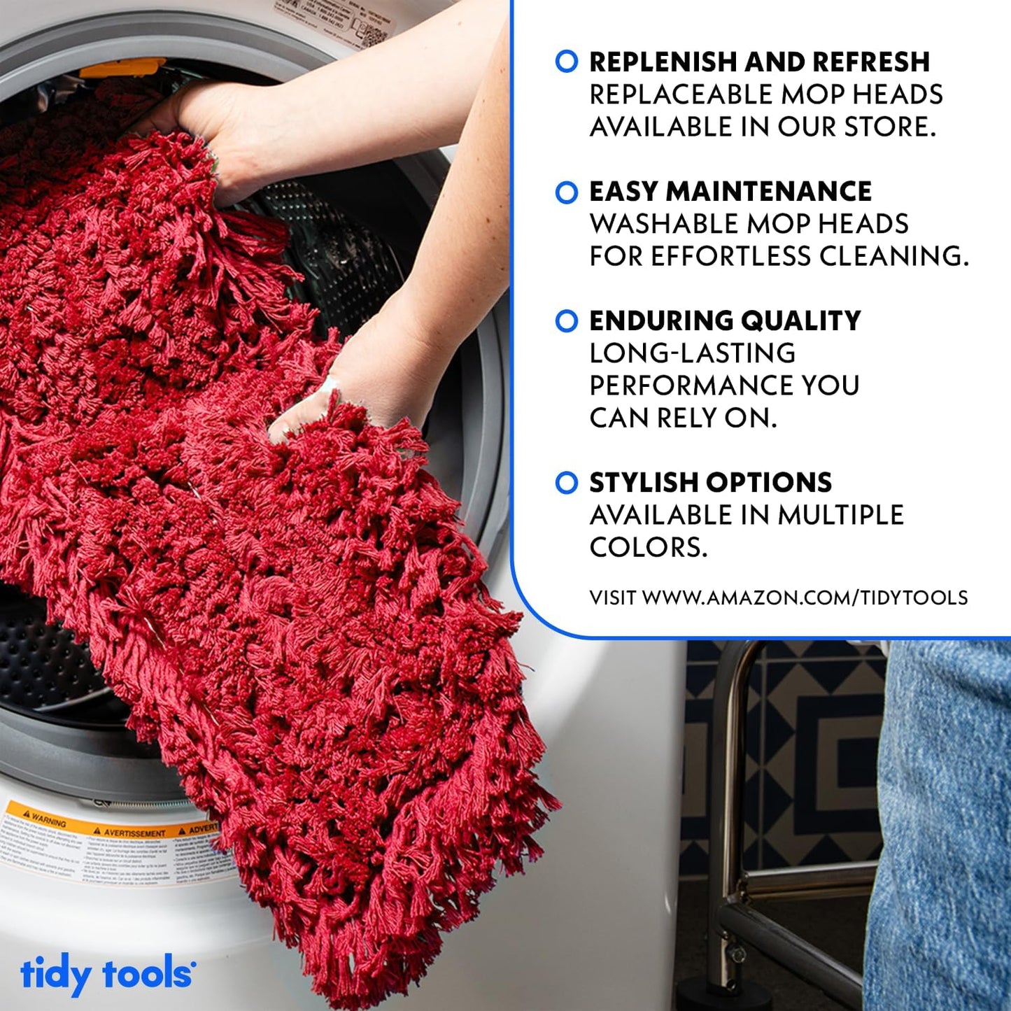 36 Inch Red Commercial Dust Mop & Floor Sweeper – Wood Handle Floor Mop for Tile, Hardwood & Concrete