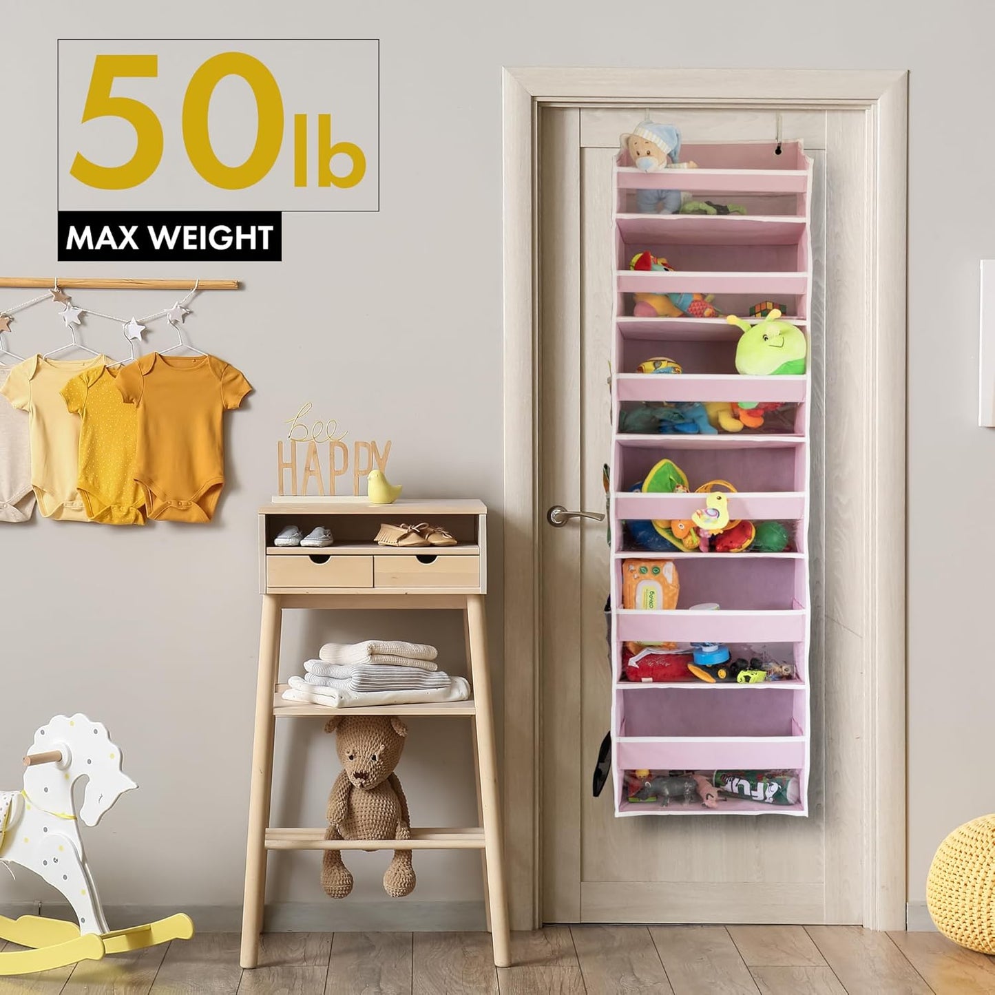HOMELUX THEORY 2 PC Heavy Duty Over the Door Organizer 55x14x6.7, 6 Large Front & 12 Side Pockets, Hanging Storage Closet Door Organizer for Bedroom, Bathroom and Baby Nursery Storage (Baby Blue)