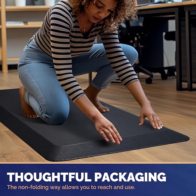 FEATOL Anti Fatigue Mat for Standing, 9/10 Extra Thick Ergonomic Standing Desk Mat, Comfort & Durable Memory Foam Standing Mat at Home,Office All Day (20" x 39", Black, 1PC)