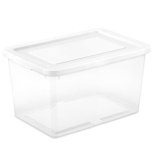 Sterilite 18 Pack Storage Boxes, Clear Plastic Stackable Containers, Lightweight Home Organizers with Snap Lids, 20 Quart, White - size: 20 Quart, style: 18 Pack
