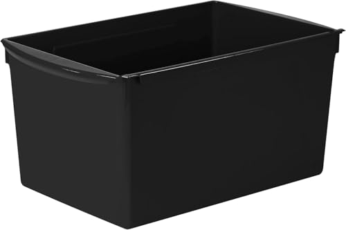 Storex Extra-Large Book Bin - Interlocking Plastic Organizer for Home, Office, and Work Space - Black, 6-Pack (71130U06C) - color: Black, size: 6-Pack