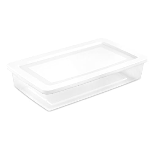 Sterilite 6 Pack Storage Box, 41 Quart Stackable Tote, Clear Plastic Container with Secure Snapping Lids for Home and Office Organization, White - size: 41 Quart, style: 6 Pack