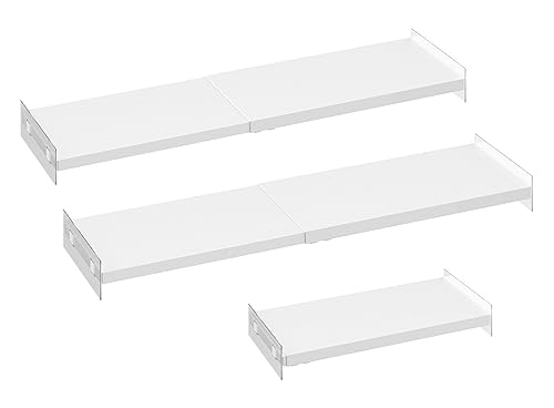 Closet Organizer Shelves Expandable Cabinet Tension Shelving Rack Heavy Duty Metal DIY Shelf Divider for Wardrobe Cupboard Cabinet Pantry Kitchen Bathroom,White,3packs - size: 7.9"D x 16.9"-31.5"W-3PCS