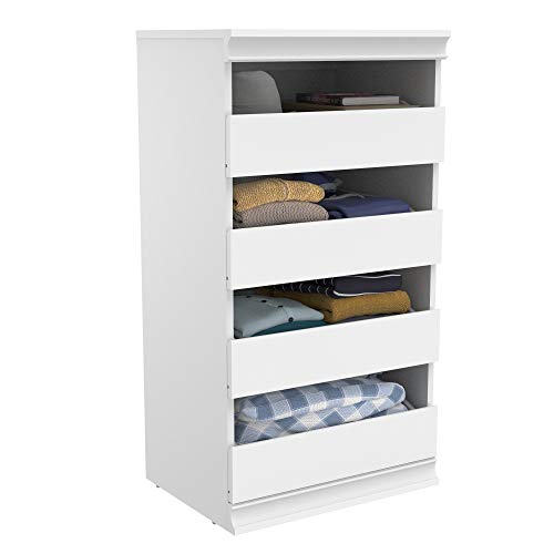 ClosetMaid Modular Storage Unit with 4 Drawers, Wood Closet Organizer, Stacking, Full Backer, Storage, Decorative Trim, White - color: White