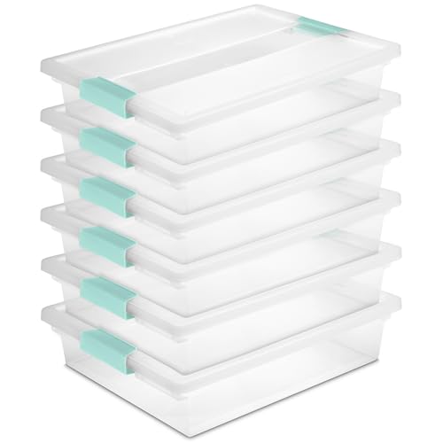 Sterilite 6-Pack Clip Box, Stackable Clear Plastic Bins with Latching Lids, Large - Writing, Arts or Crafts Supplies Storage Containers for Home, Office, Classroom and Workshop Organization - size: Large, style: 6 Pack