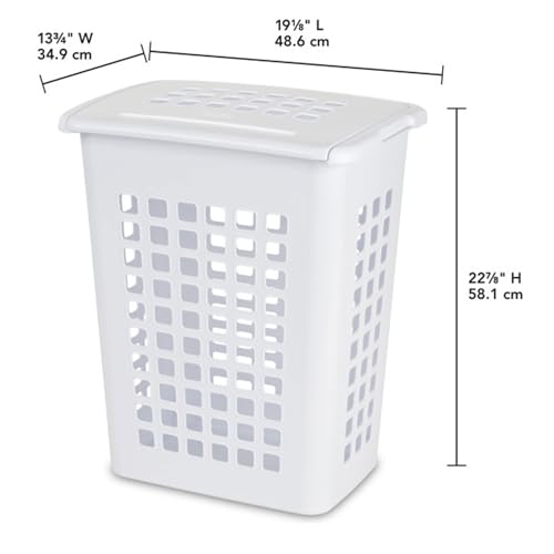 Sterilite Rectangular LiftTop Laundry Hamper with Lid, Handles to Easily Carry Clothes Between the Laundry Room and Bedroom, Plastic, White, 8-Pack - size: 8 Pack