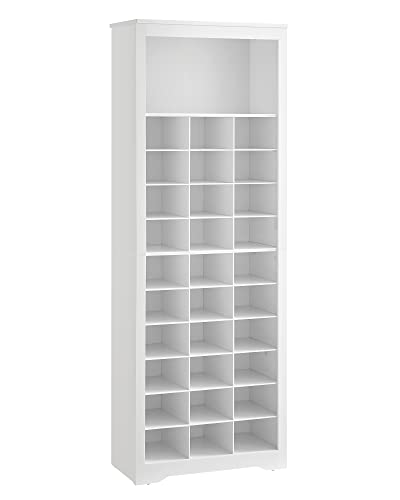 VASAGLE Shoe Storage Cabinet, 10 Tier Shoe Rack Organizer, Holds Up to 30 Pairs of Shoes, for Entryway Bedroom, 12.6 x 24.8 x 73.6 Inches, White ULBS273T14 - color: White, size: 12.6"D x 24.8"W x 73.6"H