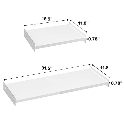 Closet Shelf Divider Expandable Cabinet Tension Shelving Rack Heavy Duty Metal DIY Shelves Separator for Wardrobe Cupboard Cabinet Pantry Kitchen Bathroom,White,3packs - size: 11.8"D x 16.9"-31.5" W-3PCS