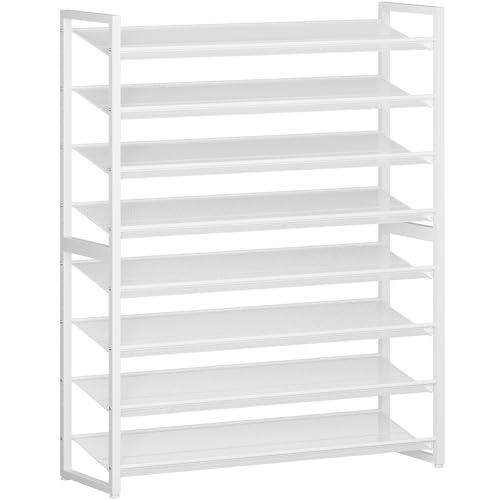 Nunsino Shoe Rack,8 Tier Metal Shoe Organizer,Max Holds 40 Pairs,Heavy Duty Shoes Shelf for Garage, Entryway, Closet,White - color: White, size: 8 Tier