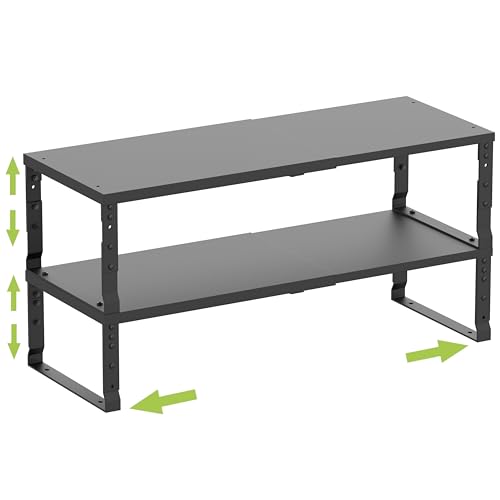 Jojocross Expandable Cabinet Shelf Organizer Storage Spice Rack Shelves for Kitchen Stackable Adjustable Pantry Cupboard Bathroom Countertop Desktop(2Packs/Black/Large) - color: 2 Packs/Black, size: LARGE:10.1"D x 16.6~26.5"W x 6.1"/7.5"H