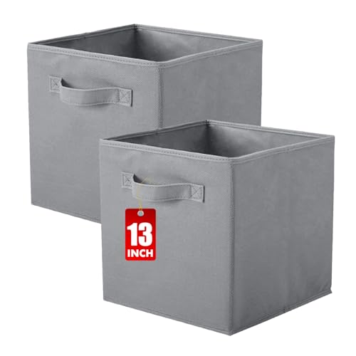 ShellKingdom Storage Bins, Foldable Fabric Storage Cubes And Cloth Storage Organizer Drawer For Closet And Toys Storage, 13 X 13 X 13 INCH, 2 Pack (Gray) - color: Gray, size: 2 (13inch)